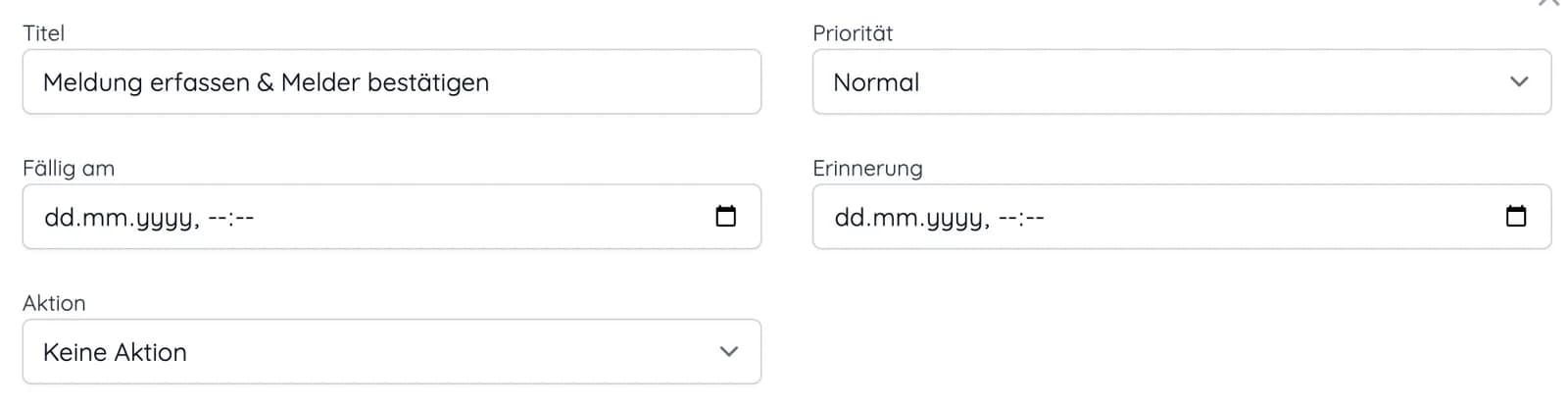 Aufgabe in heytalo mit Titel, Priorität, Fälligkeitsdatum und Erinnerung