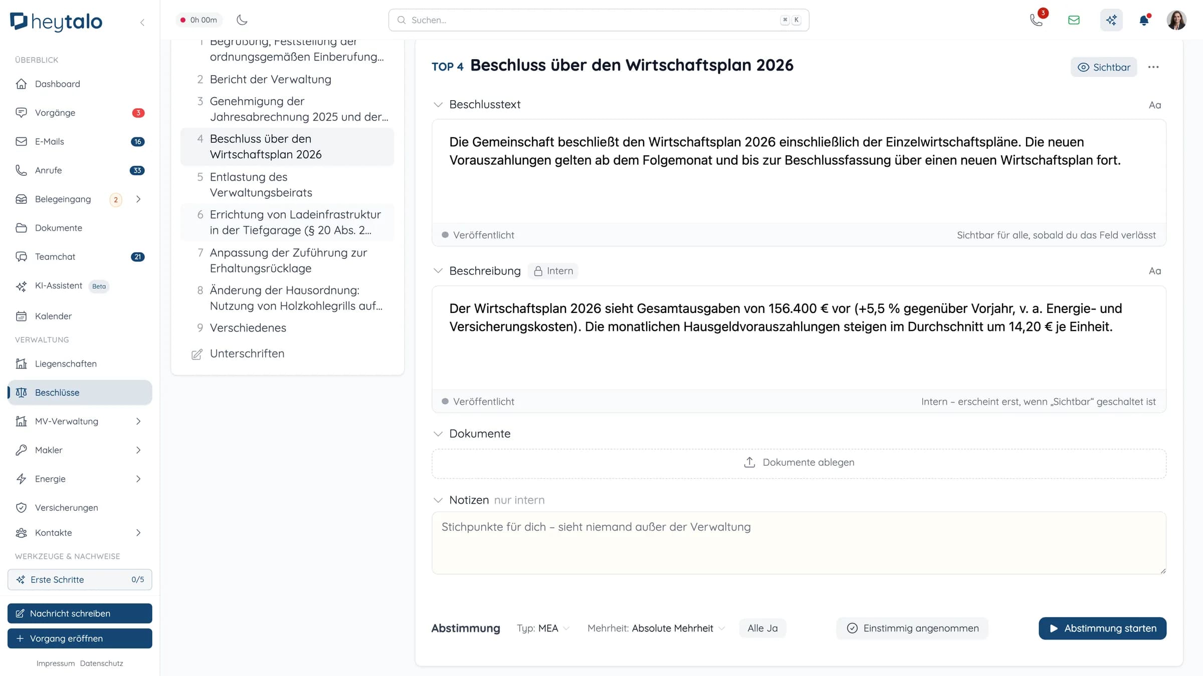 heytalo – Beschlüsse & Versammlungen
